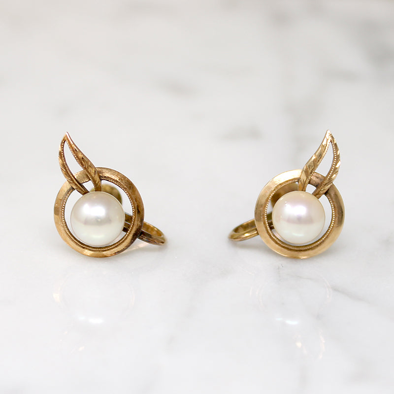 Mikimoto Pearl & Gold Apple Earrings