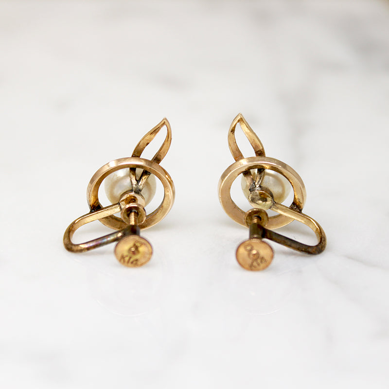 Mikimoto Pearl & Gold Apple Earrings