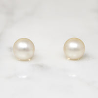 Creamy Cultured Pearl Studs in Recycled Gold