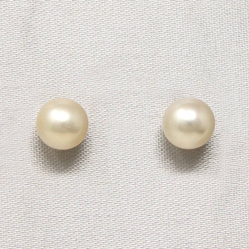 Creamy Cultured Pearl Studs in Recycled Gold