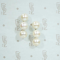 Three Pearl Half Hoop Earrings in White Gold