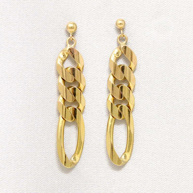 Funky Faceted 14k Figaro Chain Earrings
