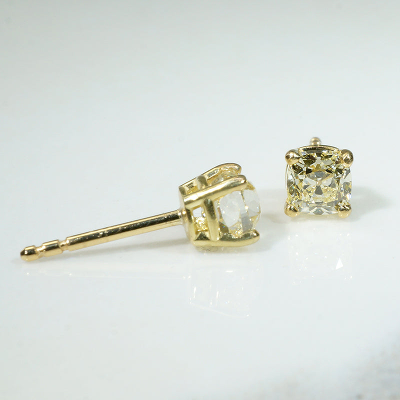 Dazzling Antique Diamonds in 18k Gold Stud Earrings
