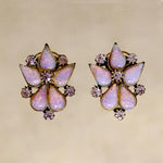 Exotic Orchid Pink Faux Opal & Rhinestone Earrings