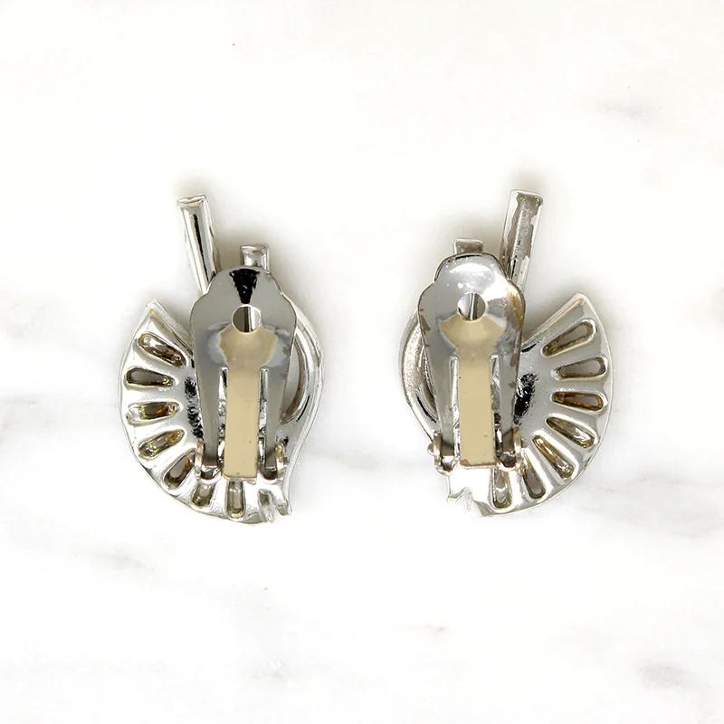 Spectacular Asymmetric Rhinestone Clip On Earrings