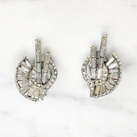 Spectacular Asymmetric Rhinestone Clip On Earrings