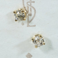 Old Mine Cut 0.39tcw Diamond in Gold Stud Earrings