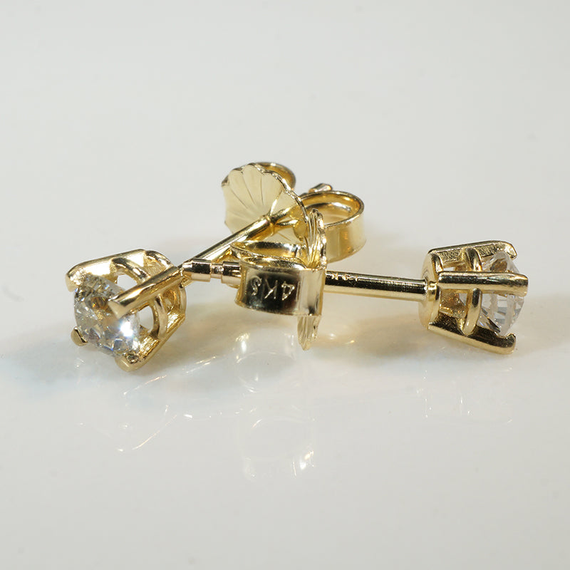 Old Mine Cut 0.39tcw Diamond in Gold Stud Earrings