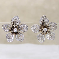 Brilliant German Crystal & Sterling Flower Earrings