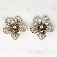 Brilliant German Crystal & Sterling Flower Earrings