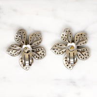 Brilliant German Crystal & Sterling Flower Earrings