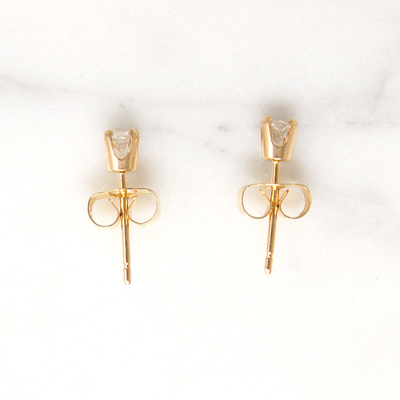 Petite Vintage Diamonds in Recycled 14k Gold Studs