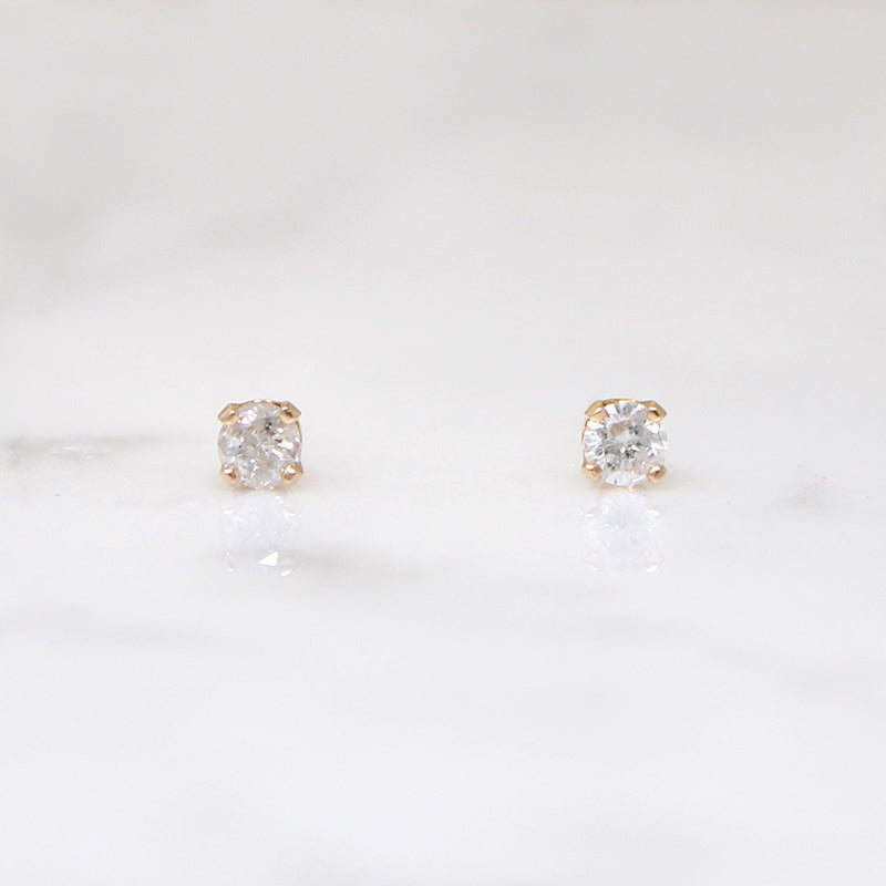 Petite Vintage Diamonds in Recycled 14k Gold Studs