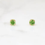 Gorgeous Green Garnets in 14k Gold Stud Earrings