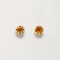 Sunny Citrine Studs in Fancy Gold Settings