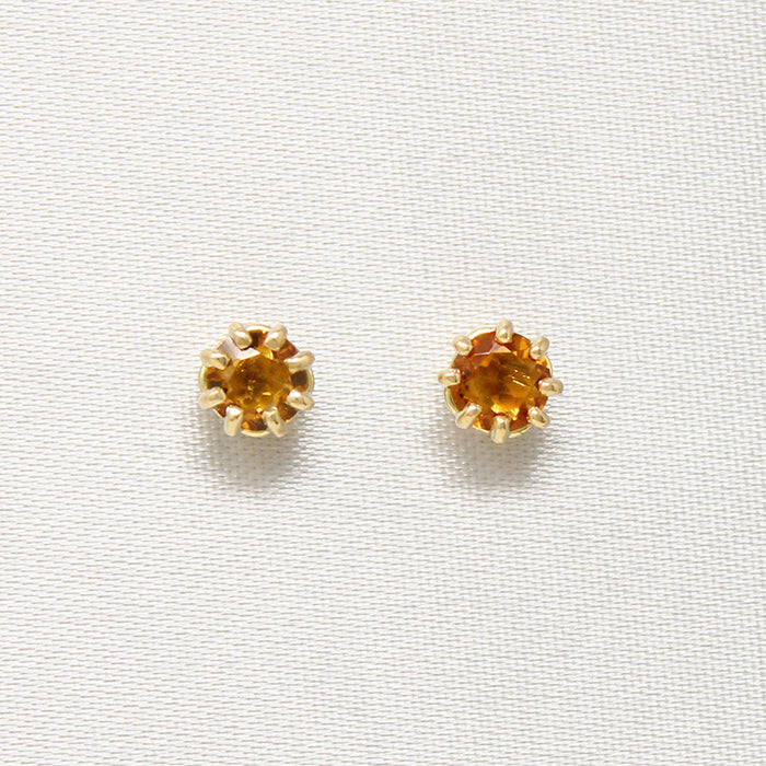 Sunny Citrine Studs in Fancy Gold Settings