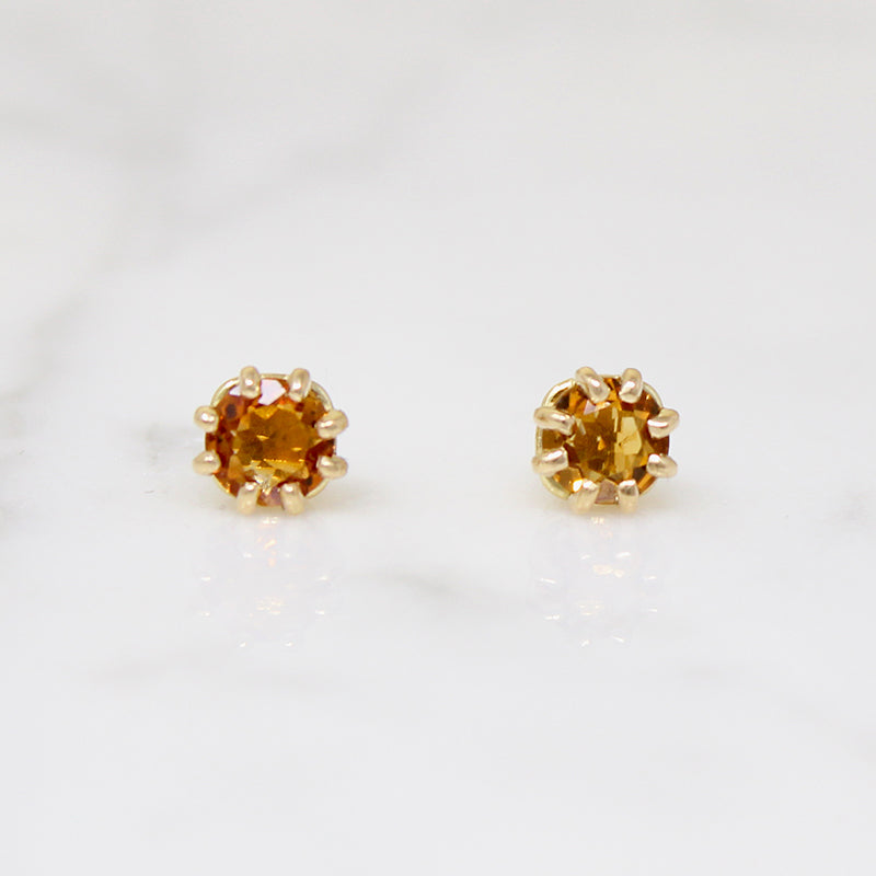 Sunny Citrine Studs in Fancy Gold Settings