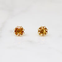 Sunny Citrine Studs in Fancy Gold Settings