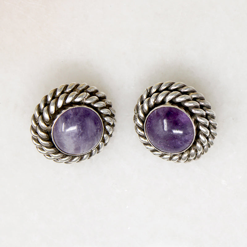 Butler & Wilson Amethyst & Sterling Clip Earrings