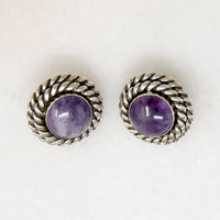 Butler & Wilson Amethyst & Sterling Clip Earrings