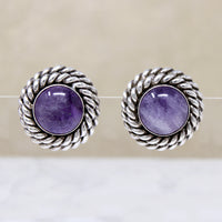 Butler & Wilson Amethyst & Sterling Clip Earrings