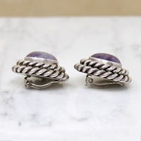 Butler & Wilson Amethyst & Sterling Clip Earrings