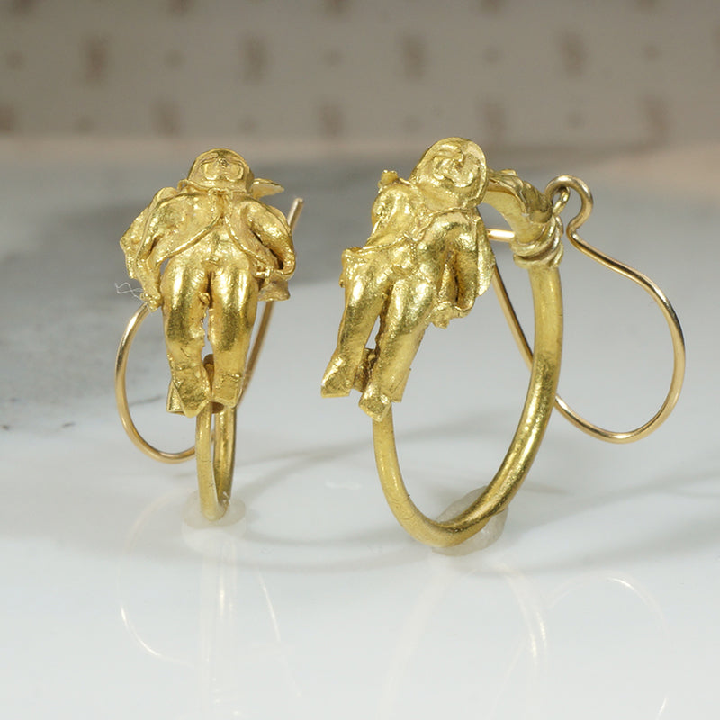 Ancient Gold Roman Eros Earrings