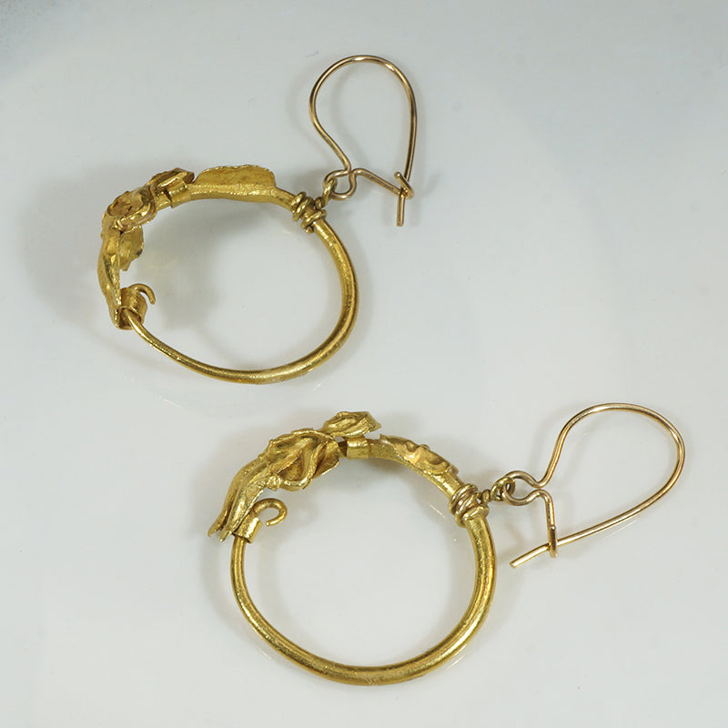 Ancient Gold Roman Eros Earrings