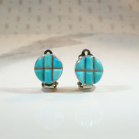 Sterling Disc Earrings with Turquoise Inlay