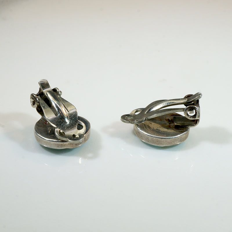Sterling Disc Earrings with Turquoise Inlay