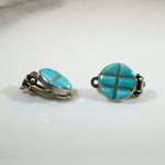 Sterling Disc Earrings with Turquoise Inlay