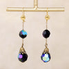 Vampy Black Aurora Borealis Bead Drop Earrings