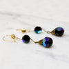 Vampy Black Aurora Borealis Bead Drop Earrings