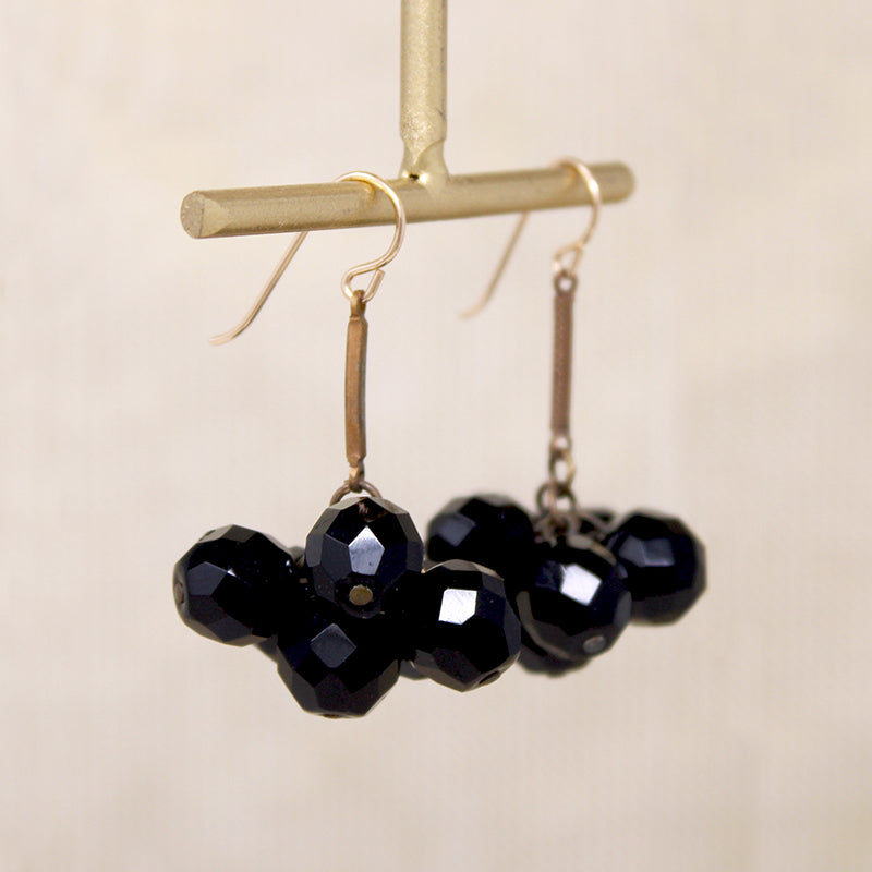 Pop Art Black Bead Cluster Earrings