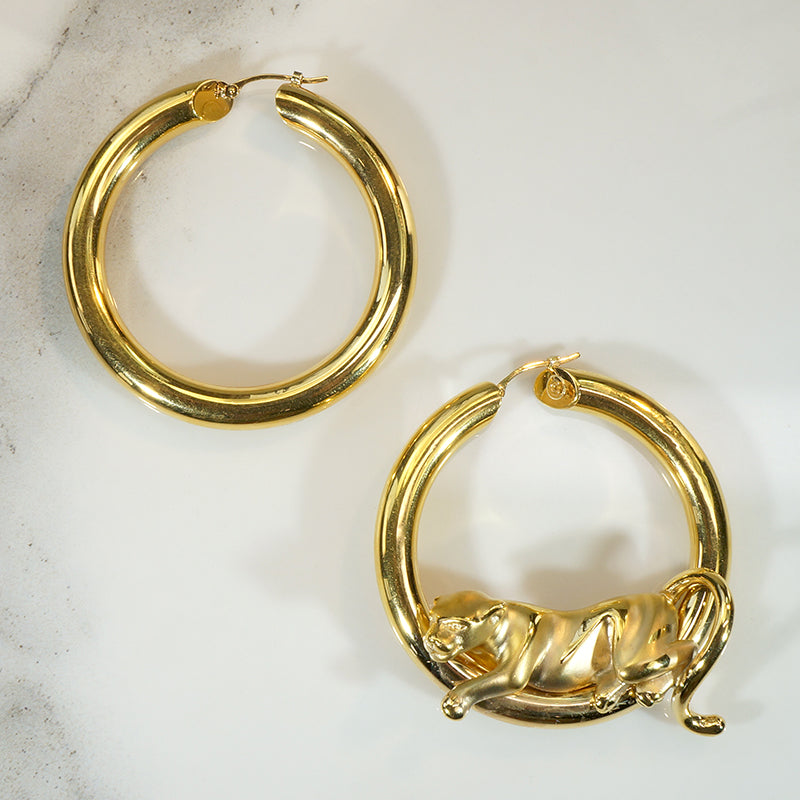 Charles Garnier 18k Gold Panther Hoops