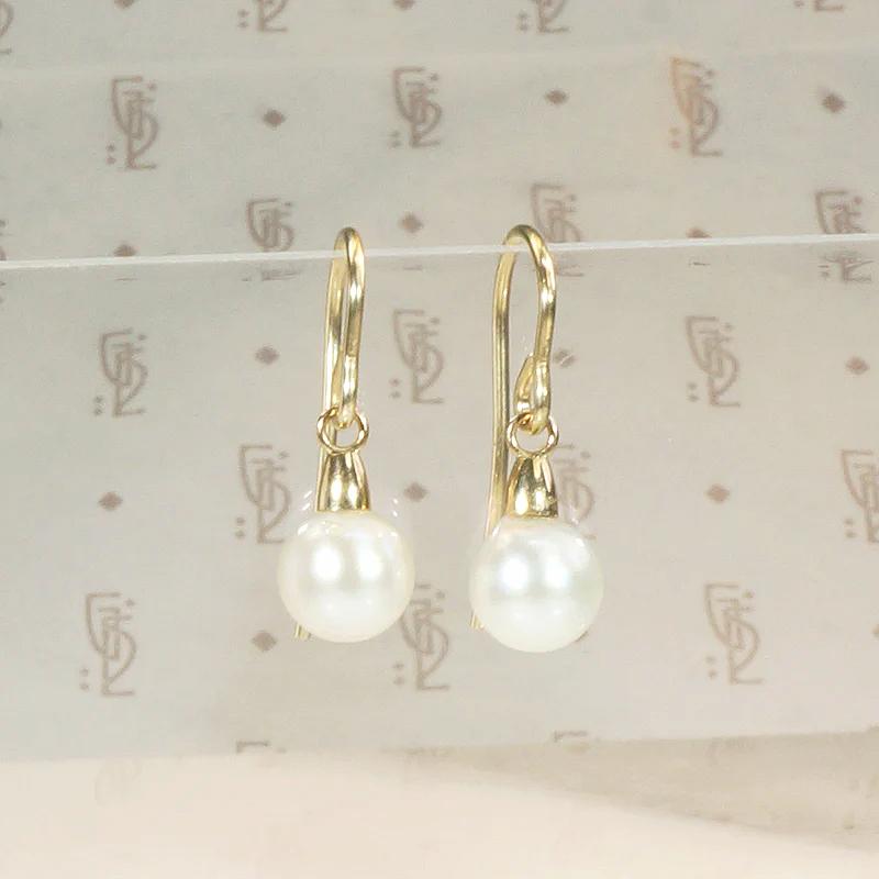 Tasteful Cultured Pearl & Gold Drop Earrings