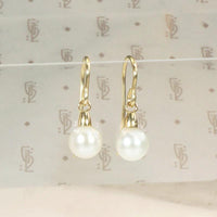 Tasteful Cultured Pearl & Gold Drop Earrings