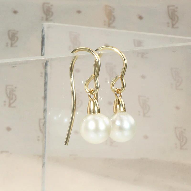 Tasteful Cultured Pearl & Gold Drop Earrings
