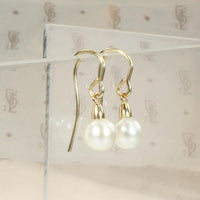 Tasteful Cultured Pearl & Gold Drop Earrings