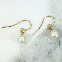 Tasteful Cultured Pearl & Gold Drop Earrings