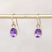 Bright Lilac Amethyst Drop Earrings in 14k Gold 