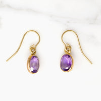 Bright Lilac Amethyst Drop Earrings in 14k Gold 