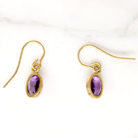Bright Lilac Amethyst Drop Earrings in 14k Gold 