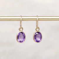Vibrant Amethyst in Gold Drop Earrings