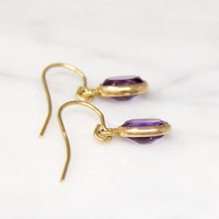 Vibrant Amethyst in Gold Drop Earrings