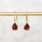 Sultry Antique Rose Cut Garnet & Gold Drop Earrings
