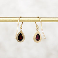 Sultry Antique Rose Cut Garnet & Gold Drop Earrings