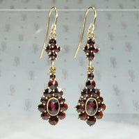 1930s Garnet Cluster Drop Earrings