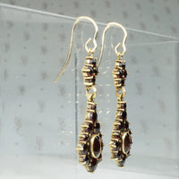 1930s Garnet Cluster Drop Earrings