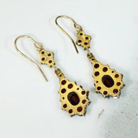 1930s Garnet Cluster Drop Earrings